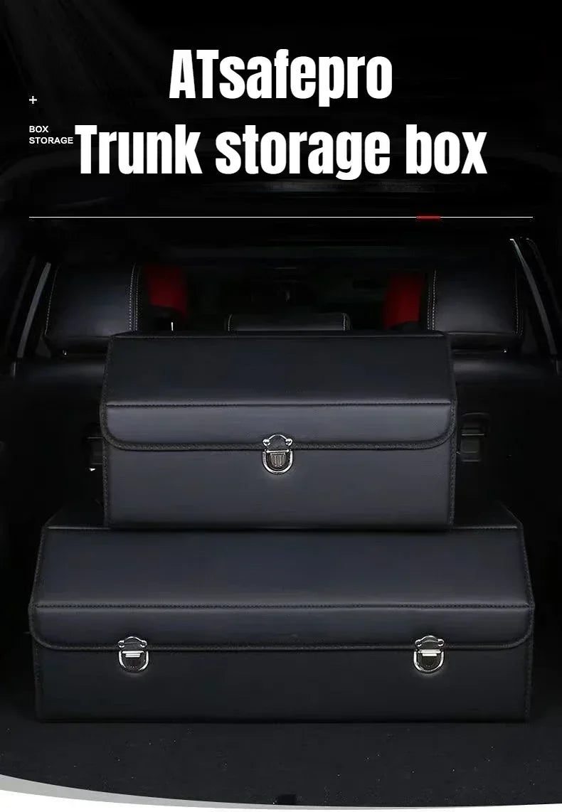 Car Trunk Organizer Box Large Capacity Auto Multiues Tools Storage Bag Stowing Tidying Leather Camping Outdoor Car Storage Bags