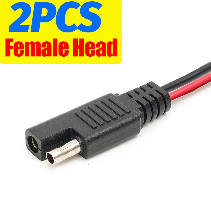 12V SAE Extension Cable Quick Disconnect 2 Pin Plug for Battery Charger Solar Panel Motorcycle Car RV Power Cord Wire Harness