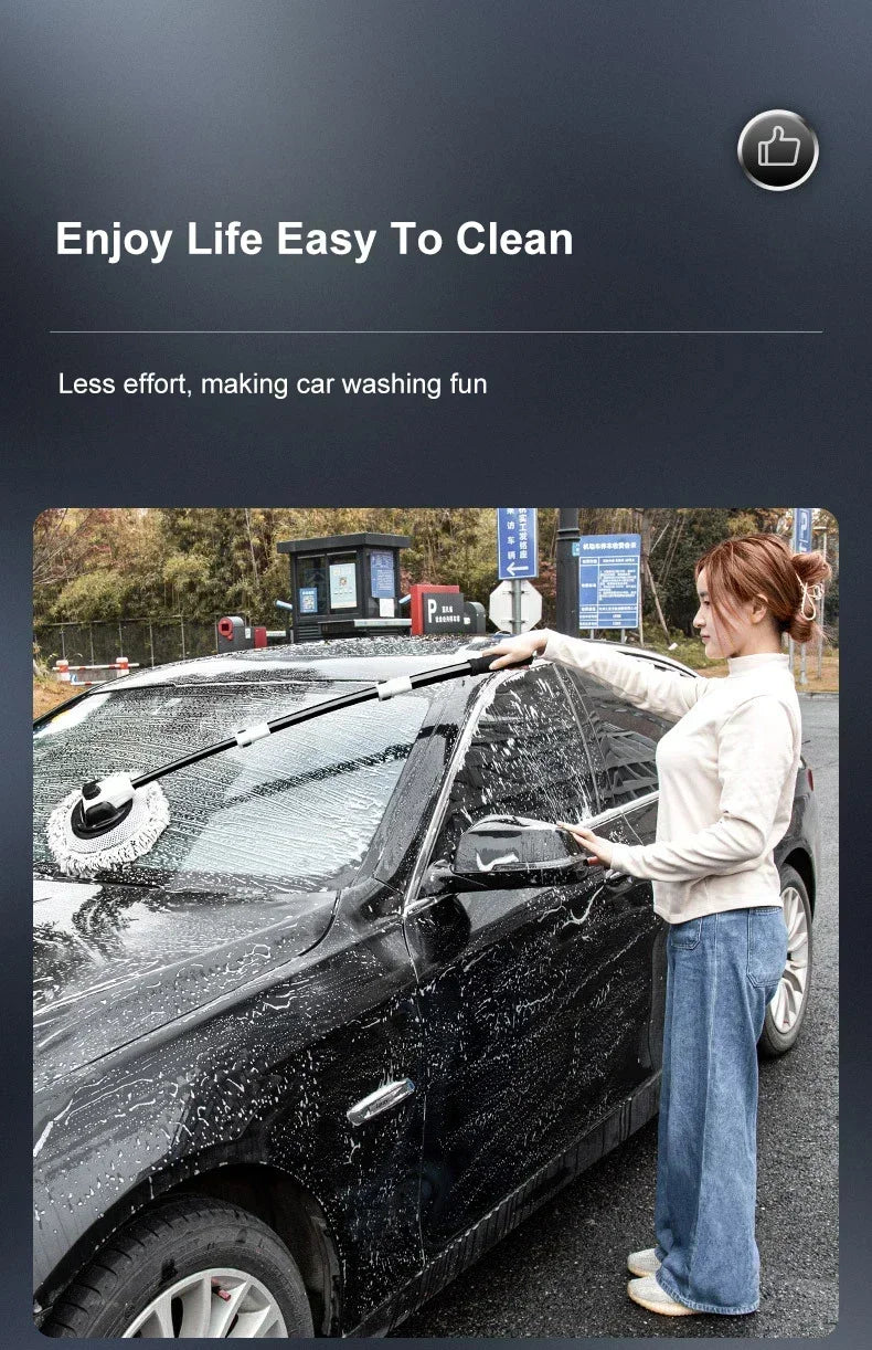 Car Cleaning Brush Mop Kit Wash Brush Chenille Microfiber Car Wash Brush Telescopic Long Handle Cleaning Mop Car Cleaning Amagi