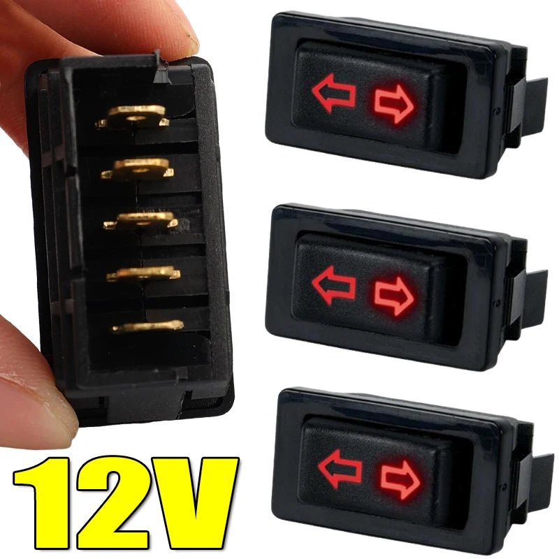 General 5-Pin DC 12V 20A Motors Electric Window Switch Lift/Lower Switch Blue/Red Light Color and Wiring Harness Interior Trim