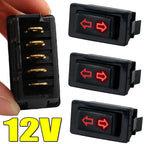 General 5-Pin DC 12V 20A Motors Electric Window Switch Lift/Lower Switch Blue/Red Light Color and Wiring Harness Interior Trim