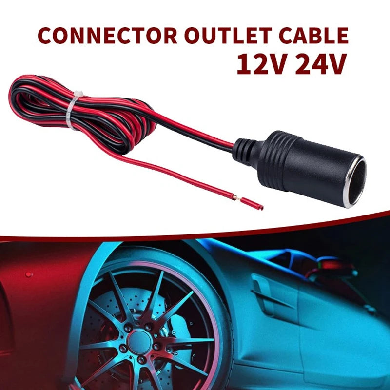 New 12V 24V Cigarette Lighter with 30cm Cable Wire Cord Power Supply Socket 15A Male Plug Adapter Auto Connector Outlet Charger