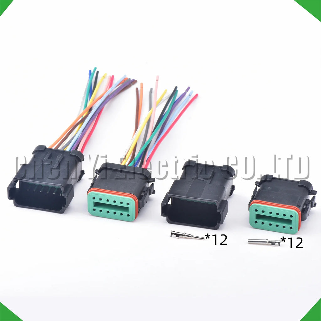 12 Pin Black DT Automotive Connectors Wire harness Plug For Deutsch DT06-12S DT04-12P D...