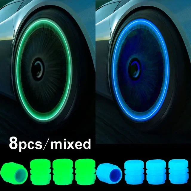 Luminous Car Tire Valve Cap 20/1PCS Fluorescent Night Glowing Decor Motorcycle Bike Wheel Nozzle Dustproof Tyre Valve Stem Caps