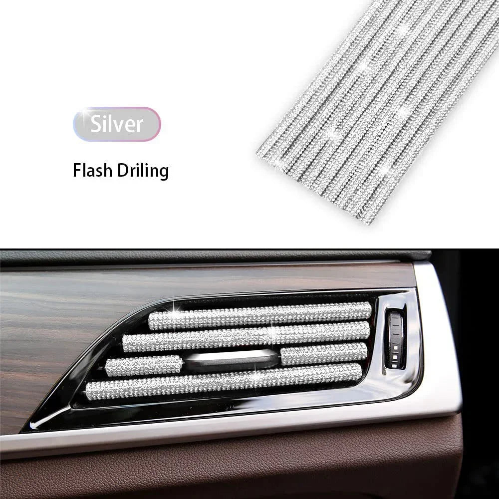 Car Vent Diamond Decorative Strip Fashion Luxury Car Air Conditioning Decoration Stripe Grille Sticker Accessories Amagi