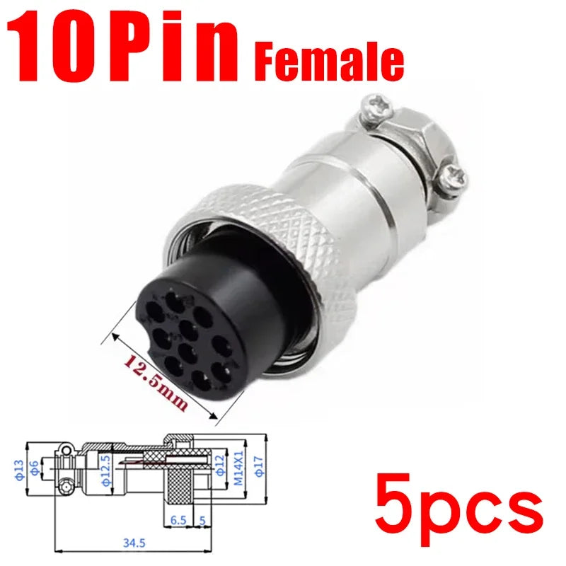 5Pcs GX16 Aviation Connector 2/3/4/5/6/7/8/9/10 Pin Male Plug Female Socket 16mm Wire Panel Mount Nut Type Circular Adapter