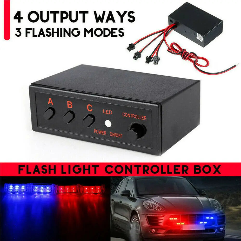 Auto 4 Ways LED Strobe Flash Light Lamp Flasher Flashing Controller Box 12V Car Accessories Controller Switch