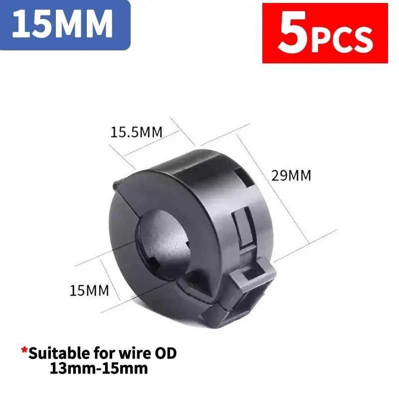Anti-interference Snap Ferrite Filter For Cable Ferrite Core Choke Clip EMC Inner Diameter 3.5/5/7/9/11/13MM Degaussing Filter