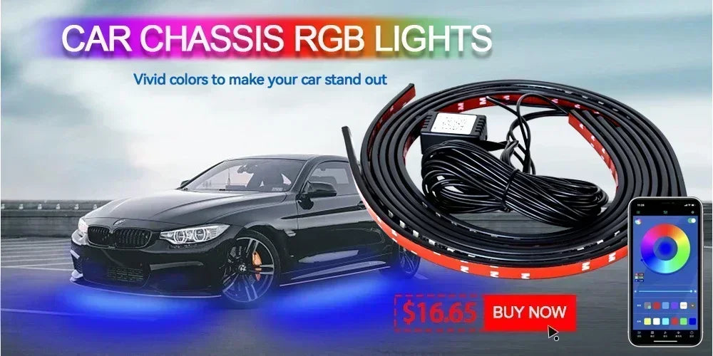 Car RGB LED Strip Light Automotive Interior Foot 36/48 LED APP/Remote/Voice Control Atmosphere Decorative Lamp Ambient Amagi