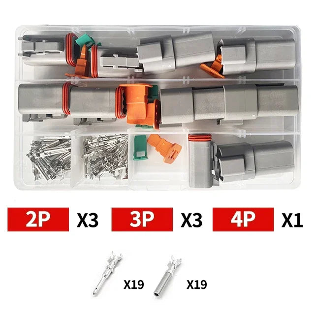 1Set Deutsch DT Series Multi-Pin Bundle (2P/3P/4P/6P/8P) | 22-16AWG Sealed Plug & Socket for Auto Electronics Upgrade DT04-2P
