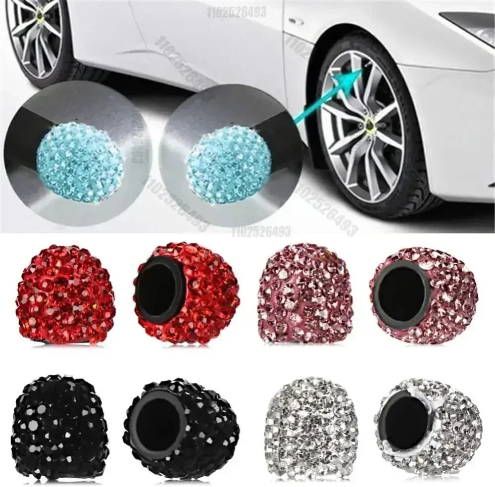4pcs Diamond Crystal Car Tire Valve Caps Shining Dust-proof Wheel Valve Cover Vehicle Bling Valve Cap Car Styling Amagi