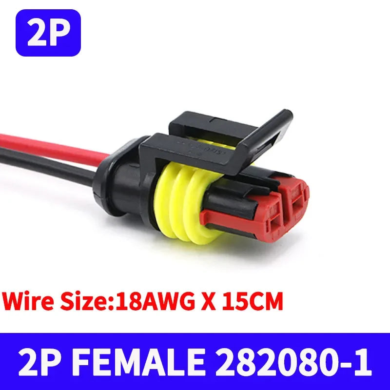 5/20/100Sets AMP Type 1.5 Series Automotive Waterproof Connector Plug Socket HID Male&Female 15CM Wire Harness 1P/2P/3P/4P/5P/6P