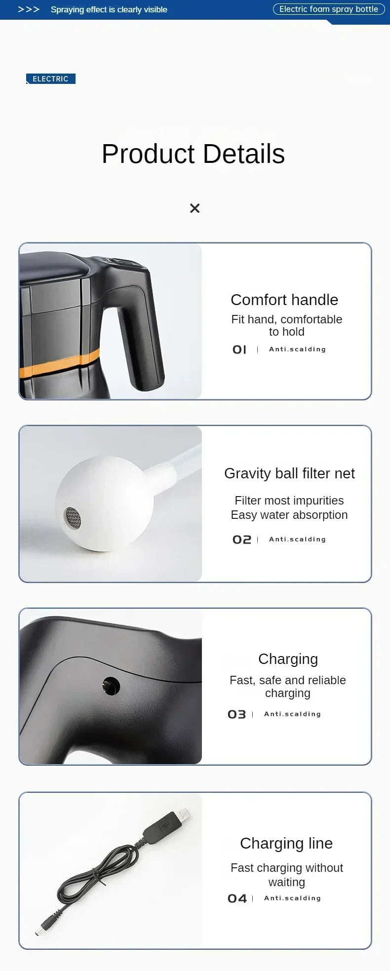 Electric Foam Sprayer Car Wash Clean Detailing Snow Cannon High Pressure Water Gun Rechargeable For Car Wash Foam Can Amagi
