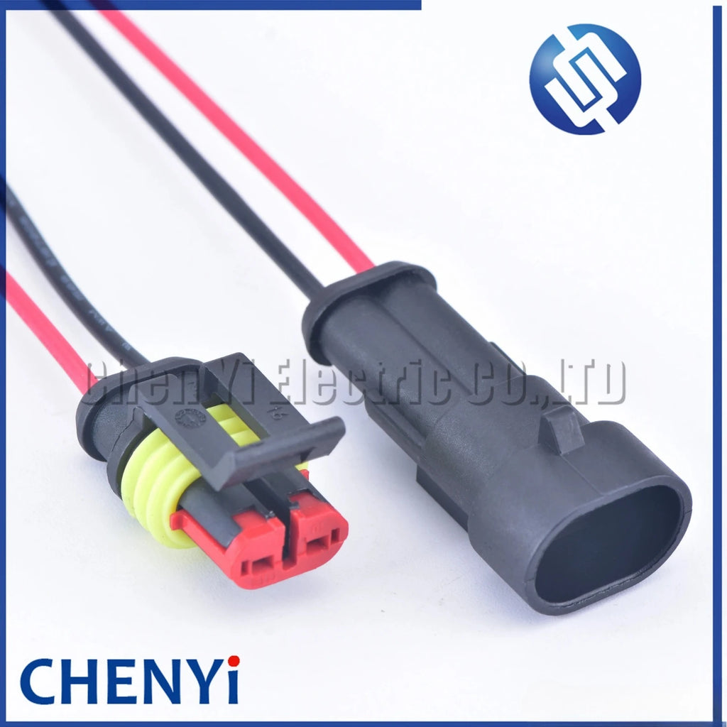 2 Pin Atuo Waterproof Electrical Automotive Connector Plug For car 282104-1 282080-1 with 15cm 18AWG wire