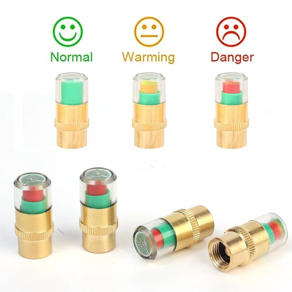 Car Tire Pressure Monitor Valve Stem Caps Sensor Indicator Eye Alert Copper Core Air Detection for Auto Motorcycle Safety Kit