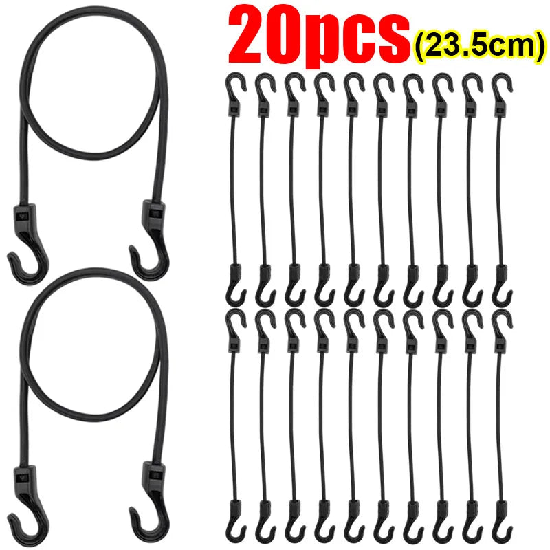 Heavy Duty Bungee Cords with Hooks Elastic Tie Down Straps for Car Roof Rack Motorcycle Luggage Cargo Net Camping Tent Rope