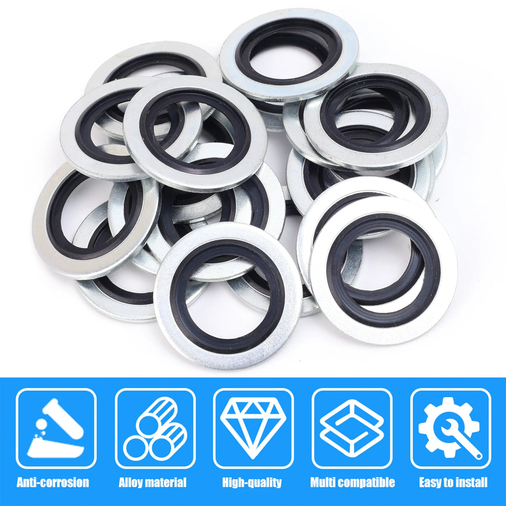 20/10PCS Car Oil Pan Drain Gasket Kit Drainage Bolt Pad Rubber Oil Drain Plug Gasket Replaceable Washer Seal Set M16