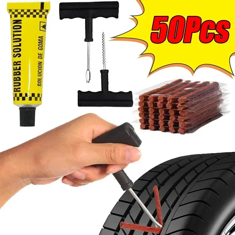 Car Motorcycle Cold Repair 50/5pcs Vacuum Tire Repair Strip Tire Repair Kit Rubber Plugs Strings Puncture Repair Tools New amagi