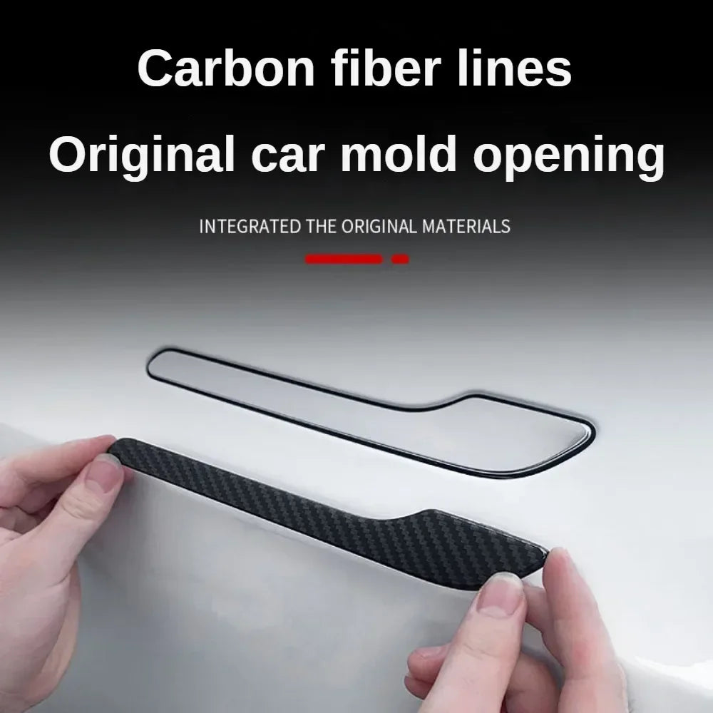 Suitable for Tesla New Model3/ModelY Door Handle Sticking Scratch-resistant Carbon Fiber Y Modified Decorative Accessories Amagi