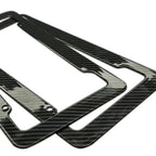 1/2PCS Carbon Fiber Pattern Plastic License Plate Frame Fiber Black Aluminum Metal Car Tag Holder Tire Screw Cap Universal Amagi