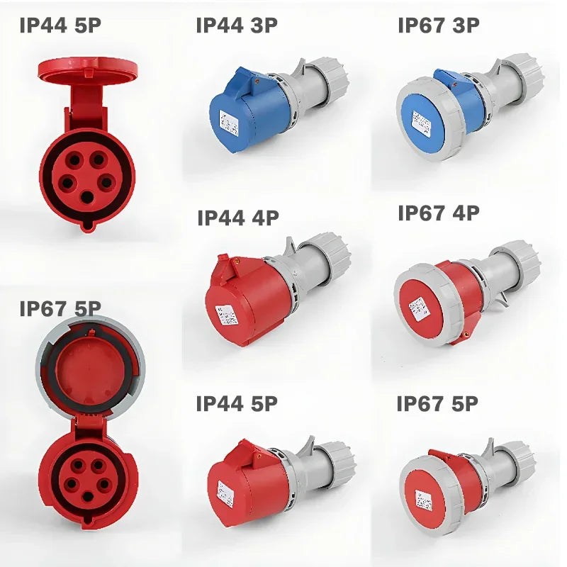 1/5/20/50 PCS 16/32A Industrial Plug and Socket 3P/4P/5Pin Electrical Connector IP67 Wall Mounted Socket Male&Female Plug