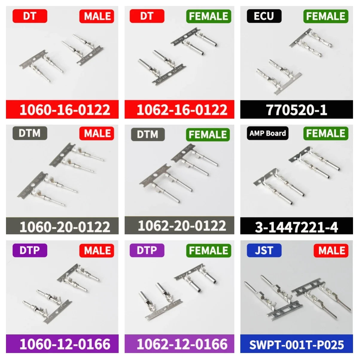 Automotive Waterproof Connector Terminals Pins, Crimp Contacts for JST DT DTM DTP AMP Delphi ECU Connectors 3-1447221-3 770520-1