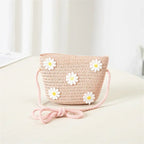 Girls' Straw Hat Bag Matching Travel Sun Hat Flower Children's Sun Hat Outdoor Fashion Fisherman Hat Sunscreen Hat Amagi