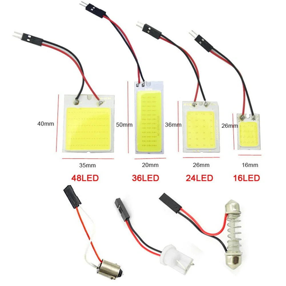 Car Interior Ceiling LED Light Panel 6000K White COB LED Light Panel With Light Adapter For Car Interior Ceiling 16/24/36/48 LED