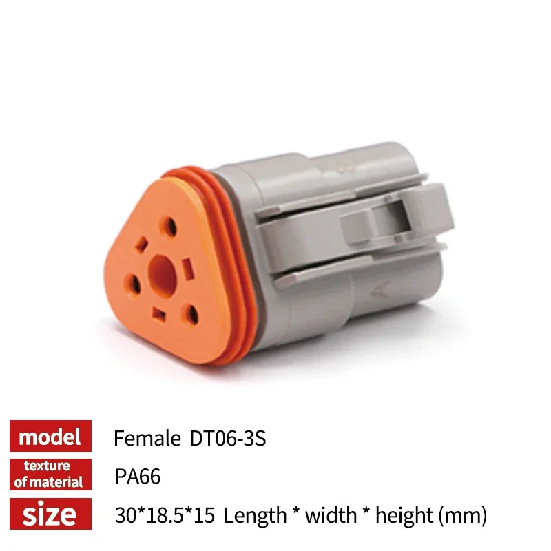 Deutsch DT Series IP68 Waterproof Connector with Fixed Flange Plug DT04-2P/12P for Auto/Truck/Bus Wiring 22-16AWG
