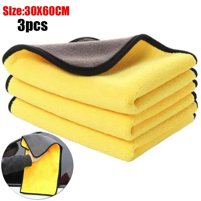 Car Wash Towels Cleaning Cloth Absorbent Dry Cloth General Purpose Microfiber Towel Thickened Yellow 30/40/60cm Amagi