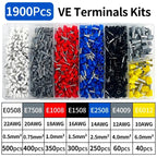 200-1900Pcs E0508/E7508/E1008 Crimp Terminals | Pre-Insulated Ring Connectors for Electrical Wiring & Industrial Use