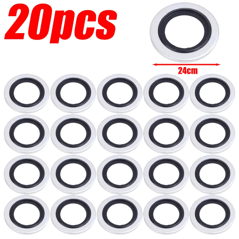 20/10PCS Car Oil Pan Drain Gasket Kit Drainage Bolt Pad Rubber Oil Drain Plug Gasket Replaceable Washer Seal Set M16