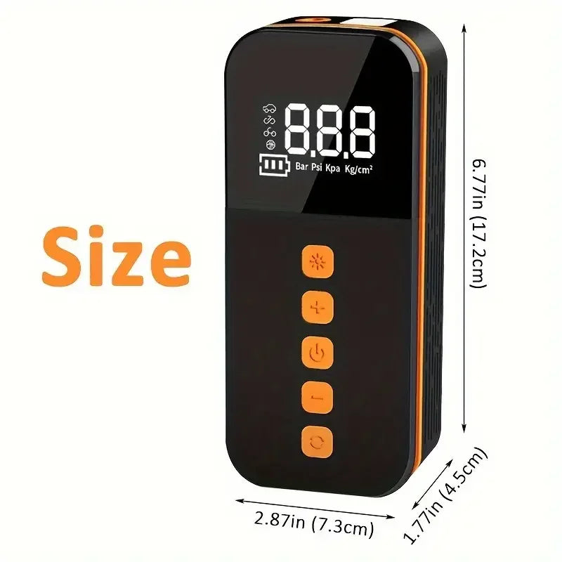 Car Air Compressor With Digital Pressure Gauge Flashlight And Cell Phone Charging Motorcycle Bicycle And Ball Inflator 3000mAh