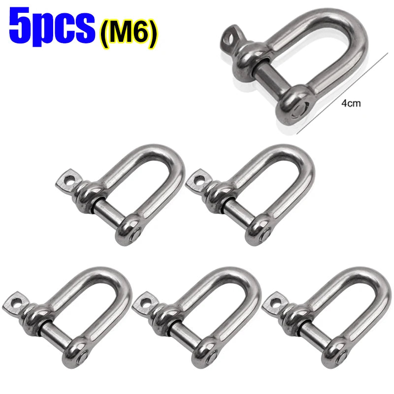 Stainless Steel D Ring Shackle HeavyDuty Ship Rigging Mooring Tow Recovery Clip Boat Vehicle Rope Chain Connector Metal Fastener
