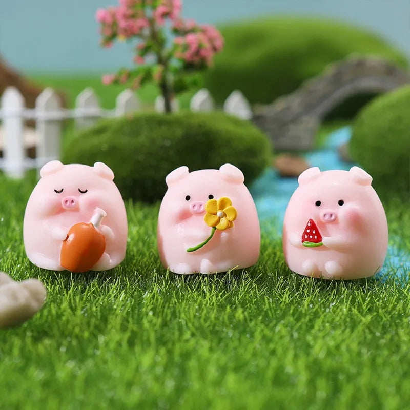 Cute Piggy Auto Interior Ornaments Resin Pink Pig Cartoon Toy Decoration Dashboard Desktop Office Garden Car Decor Accessories