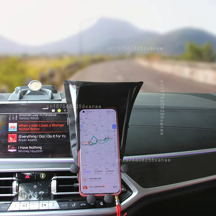 Car Mobile Phone Sunscreen Foldable Not Hot Stuck Screen Non-reflective Free Of Installation Mobile Navigation Sunshade amabilis