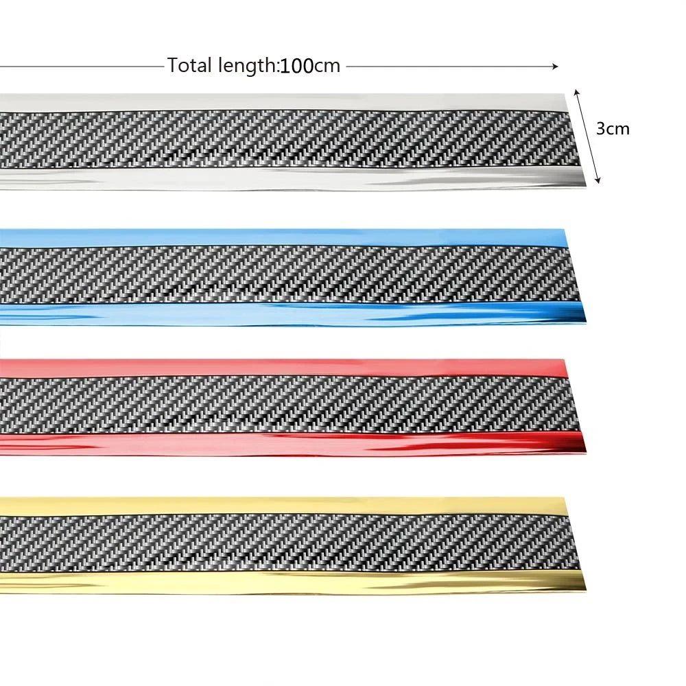 Car Stickers Anti Scratch Door Sill Protector Rubber Strip Carbon Fiber Threshold Protection Bumper Film Styling  Accessories