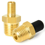 2Pcs Brass Air Inflator Adapter W/Valve Stem Inside 1/4" NPT (M) To Standard Schrader Valve (M) Tire Inflator Connector