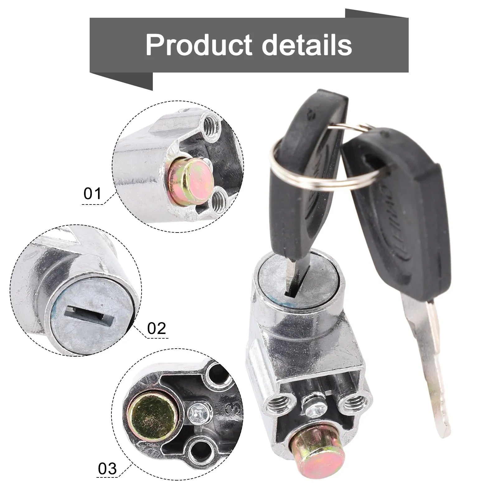New Battery Safety Pack Box Lock W/2 Key Ignition Lock Metal For Motorcycle E-Bike Scooter Lgnition Switch Battery Safety Box