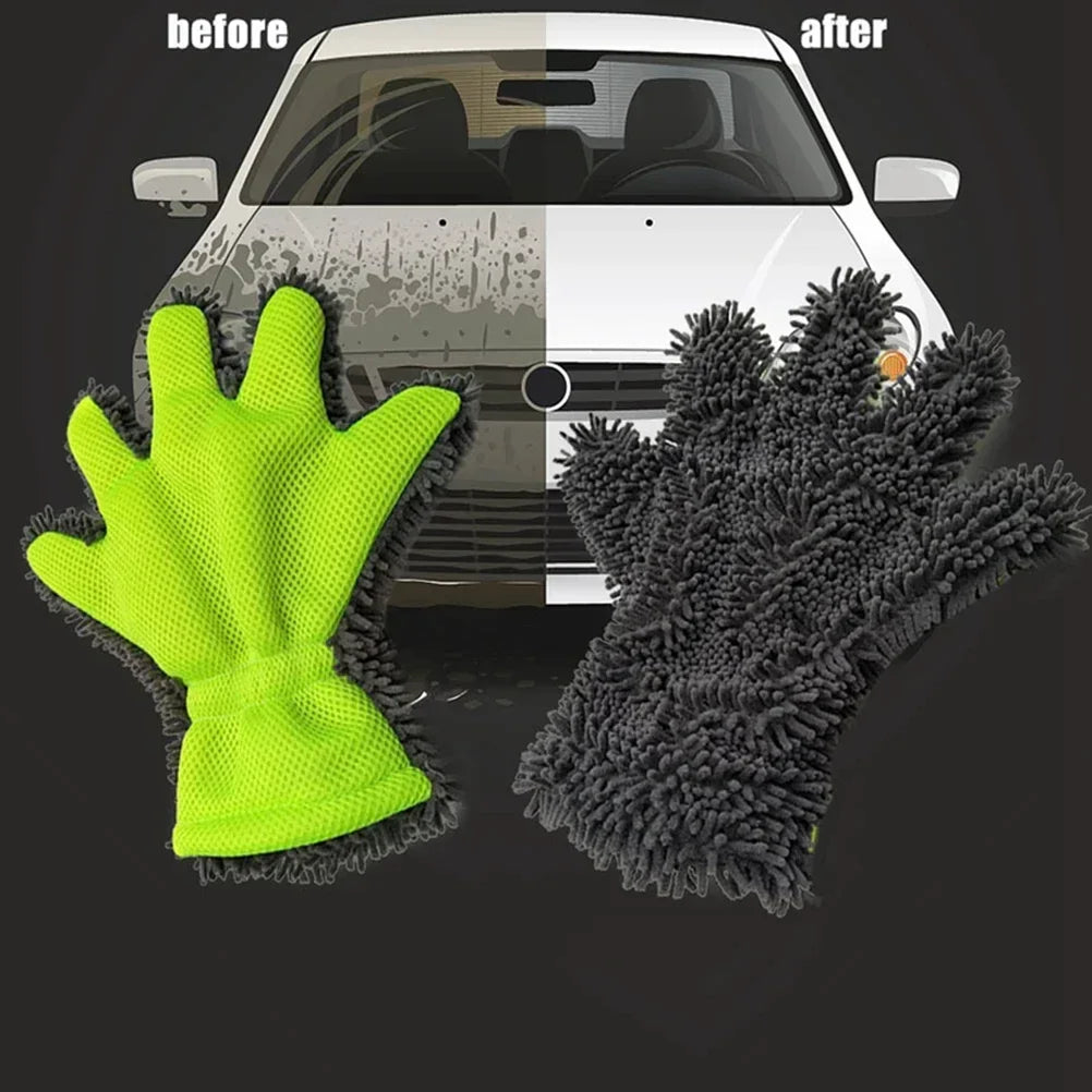 Five Finger Washing Car Gloves Plush Sponge Wheel Hub Cleaning Thickened Plush Does Not Damage Car Paint Comprehensive Amagi