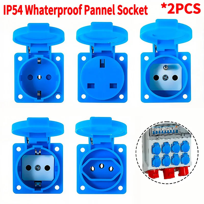 IP54 16A Outdoor Socket with Flip Cover | Euro/UK/BR Plug Waterproof for Garden & Industrial Use - Heavy Duty Explosion-Proof