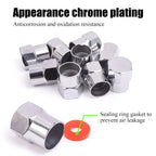 20/10Pcs Car Flat Head Valve Cap Universal Hexagonal Chrome Plated Dust Wheel Nozzle Decor Tyre Valve Stem Caps Auto Accessories
