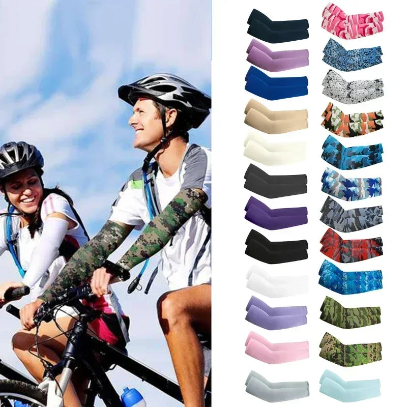 Camouflage Ice Silk Sleeve Cover Men Women Sun Protection Windproof Arm Sleeves Oversleeve for Outdoor Fishing camping Cycling