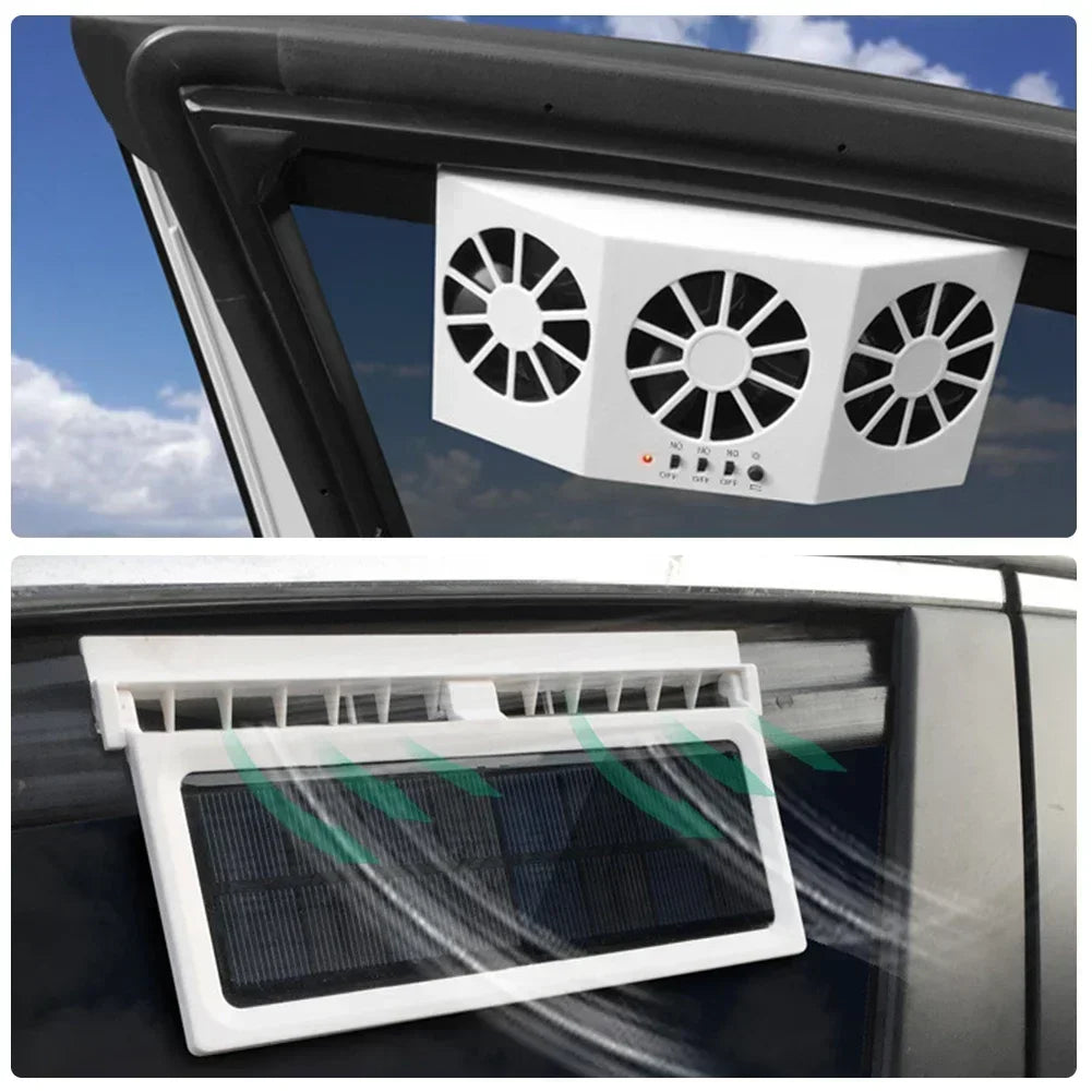 Car Exhaust Fan USB Rechargeable/solar Air Circulation Cooling Heat Dissipation High Wind Power 2/3 Head Ventilation Fan Amagi