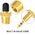 2Pcs Brass Air Inflator Adapter W/Valve Stem Inside 1/4" NPT (M) To Standard Schrader Valve (M) Tire Inflator Connector
