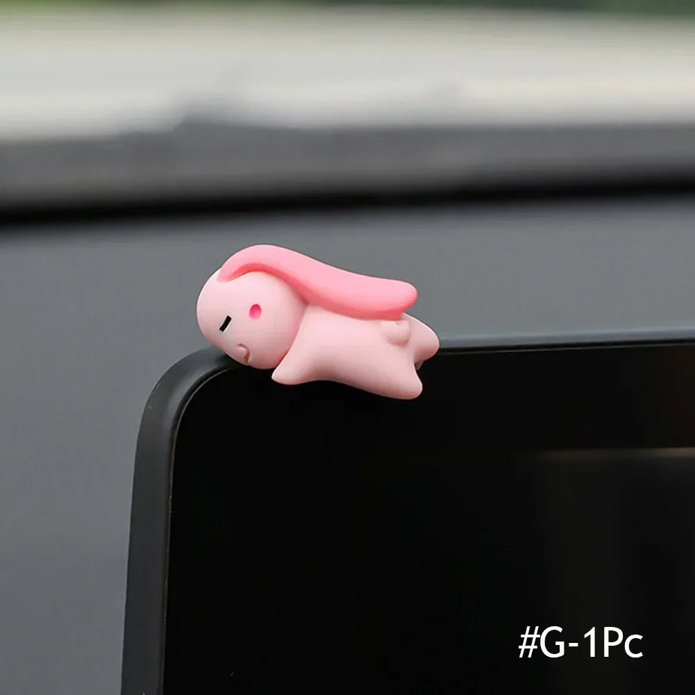 Car Ornaments Mini Sleeping Cute Animals Resin Bear Rabbit Sheep Turtle Resin Decoration Home Office Computer Decor Amagi