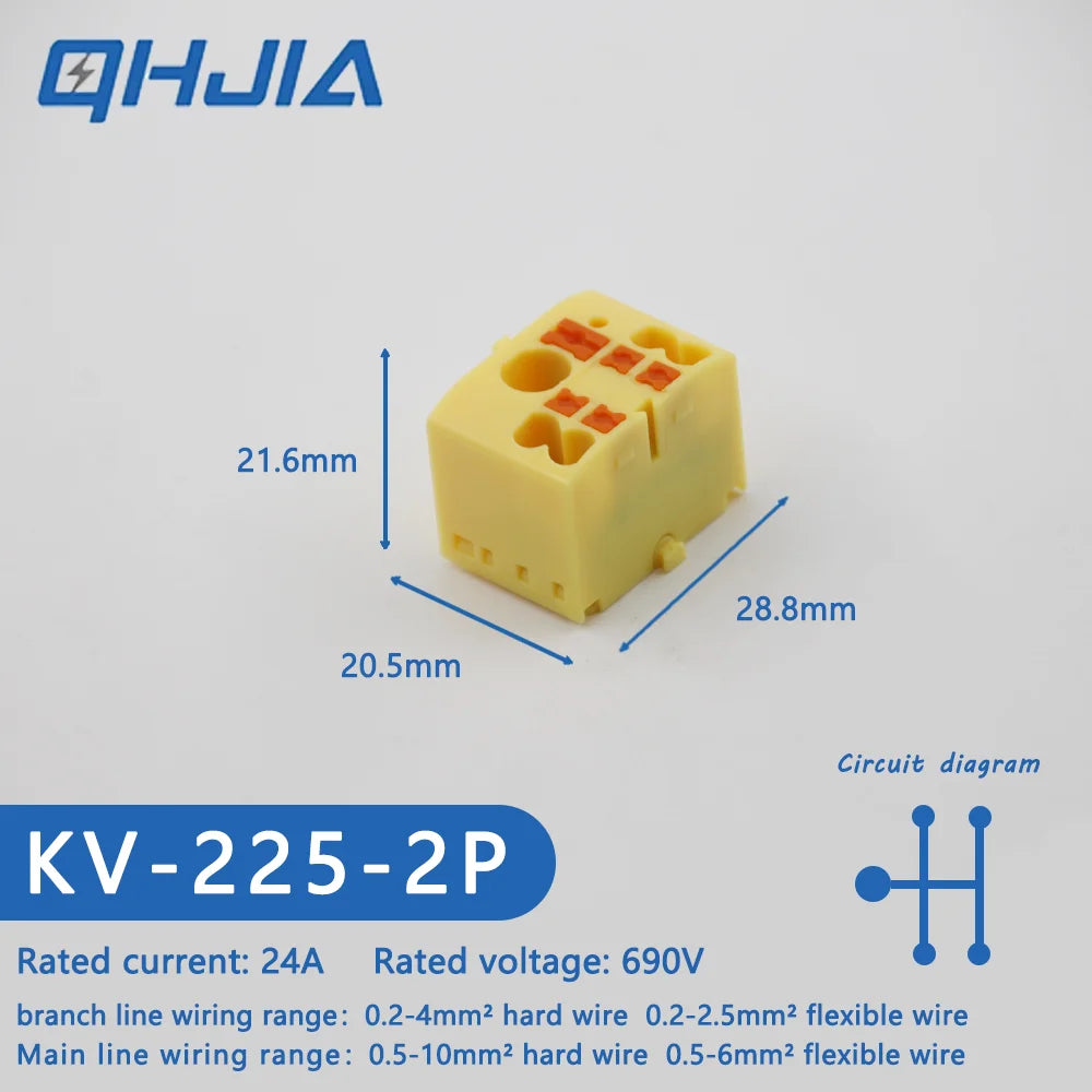 1 in Multiple Out Electrical Splitter Wire Connector Plug-in Terminal Block for Home Light Wiring Guide Rail Junction Box