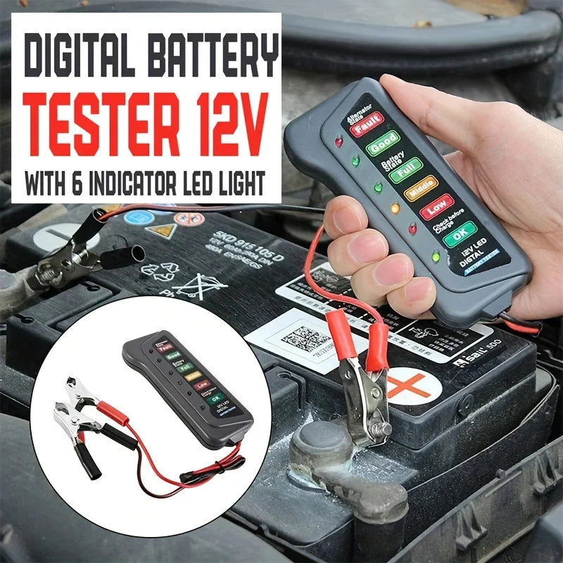 Universal 12V Digital Battery and Alternator Tester Compact Car/Motorcycle Diagnostic Tools with Accurate Measurement amagi
