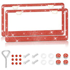Car Glitter Crystal Sticker License Plate Frame Women's License Plate Frame Auto Parts 12.2*6.3in Three Colors Optional Amagi