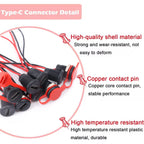 Type-C Female Chassis 2Pin Type-C Female Socket Connector Waterproof Jack Female Charging Port 3A USB-C Charger Plug Socket
